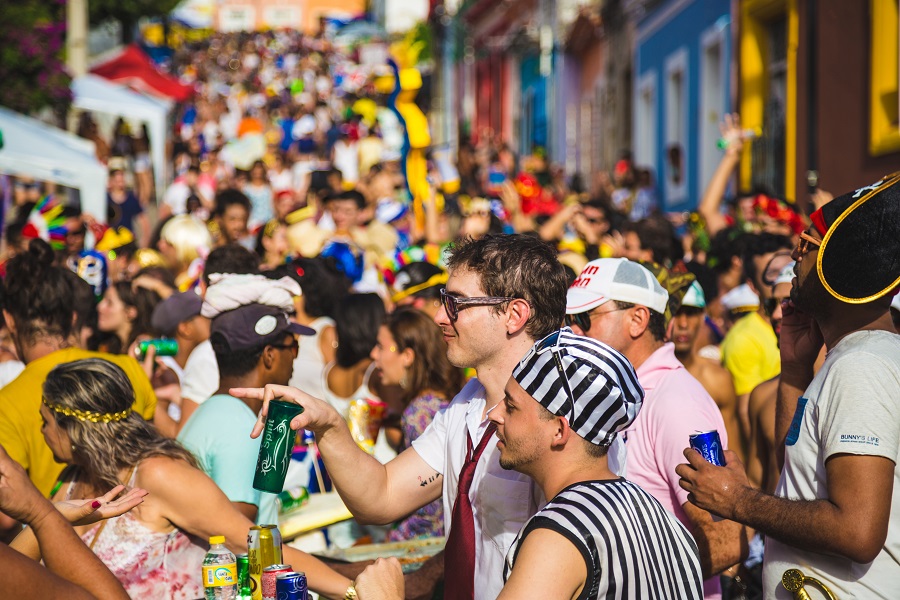 Olinda, Pernambuco, Brazil - February 7, 2016: Street Carnival / Brazilians celebrate the Carnival 2016 in Olinda, Pernambuco, Brazil