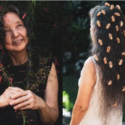 Marta Matushita utiliza os próprios cabelos como
 material em suas obras (Crédito Fábio Bae)