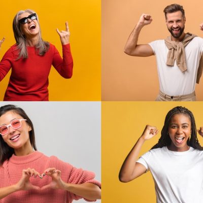 Collage with group of individuals display gestures of success and excitement, with thumbs up and celebratory poses, illustrating the joy of achievement and personal success in a variety of contexts - (crédito: iStock)