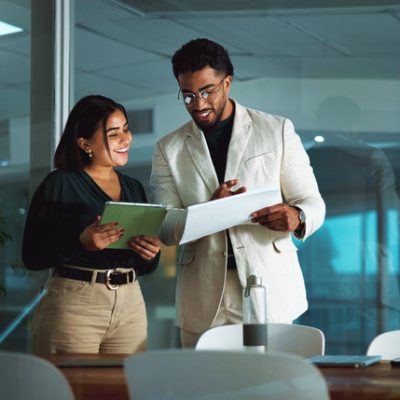 People, meeting and tablet with document at night for accounting, finance report and budget plan. Staff, team and digital for financial audit, company expenses and information on investment deadline